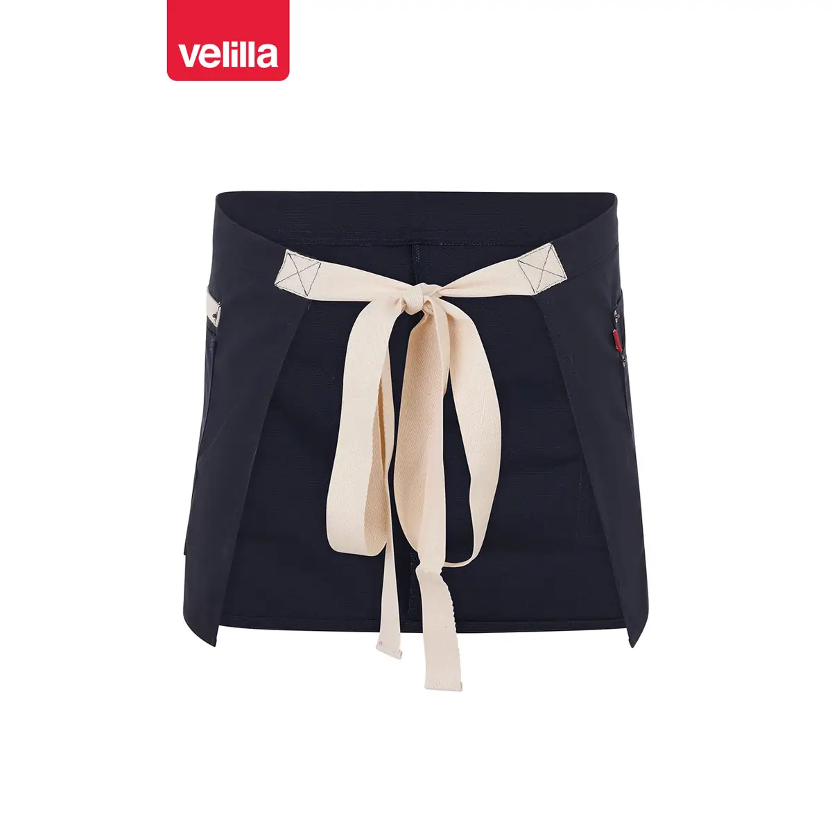Delantal corto canvas bicolor Velilla 404221B 17 Delantal corto canvas bicolor Velilla 404221B Azul navy/Marfil, vista trasera