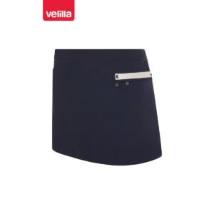 Delantal corto canvas bicolor Velilla 404221B Azul navy/Marfil, vista perspectiva frontal