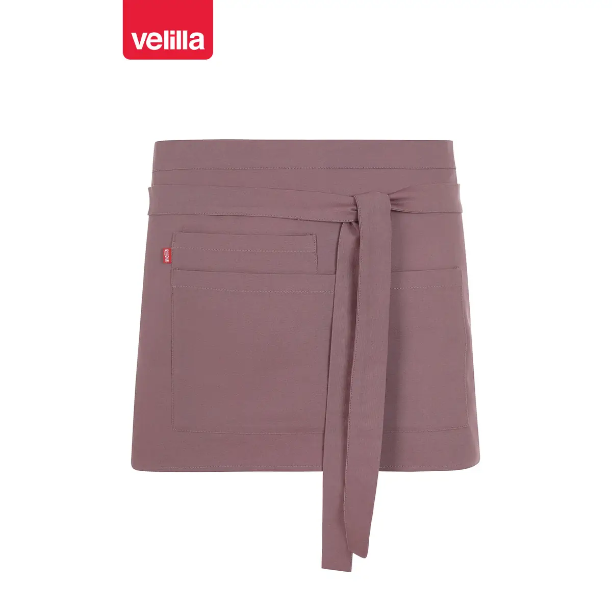 Delantal corto Velilla NOUGAT 404224 15 Delantal corto Velilla NOUGAT 404224 Grosella, vista frontal con cintas ajustadas