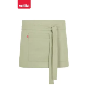 Delantal corto Velilla NOUGAT 404224 Pistacho, vista frontal con cintas ajustadas