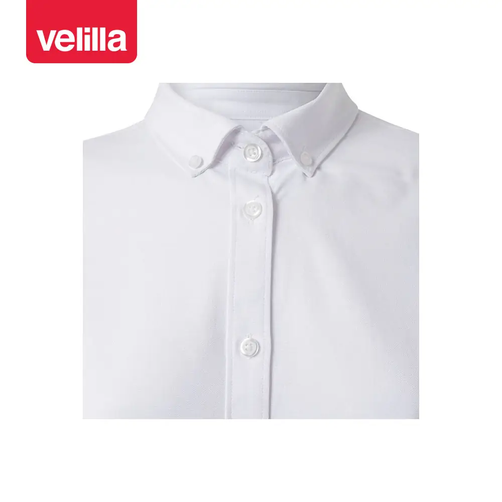 Camisa oxford stretch mujer Velilla 405005S 17 Camisa oxford stretch mujer Velilla 405005S Blanco, detalle de cuello