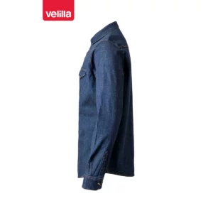 Camisa dénim stretch hombre Velilla 405006S Dénim azul, vista lateral