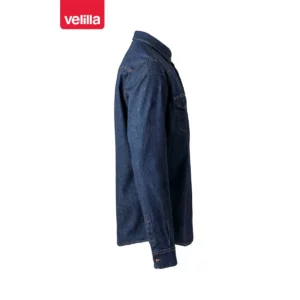 Camisa dénim stretch hombre Velilla 405006S Dénim azul, vista lateral