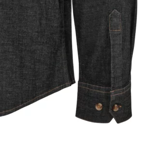 Camisa dénim stretch hombre Velilla 405006S Dénim gris oscuro, detalle de puño