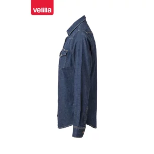 Camisa dénim stretch mujer Velilla 405007S Dénim azul, vista lateral