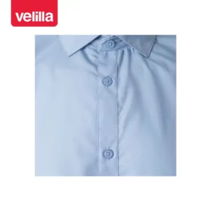 Camisa manga larga hombre Velilla 405009 Celeste, detalle de cuello y cierre
