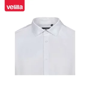 Camisa manga larga hombre Velilla 405009 Blanco, detalle de cuello y cierre
