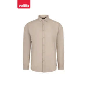 Camisa manga larga hombre Velilla 405009 Beige claro, vista frontal