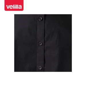 Camisa manga corta mujer Velilla 405010 Negro, detalle de tapeta y botones
