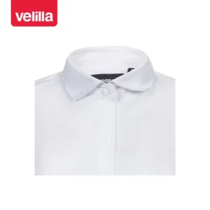 Camisa manga corta mujer Velilla 405010 Blanco, detalle de cuello y cierre