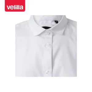 Camisa manga larga mujer Velilla 405011 Blanco, detalle de cuello y cierre