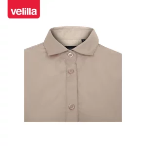 Camisa manga larga mujer Velilla 405011 Beige claro, detalle de cuello y cierre