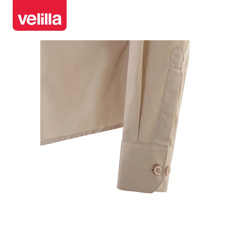 Camisa manga larga mujer Velilla 405011 25 Camisa manga larga mujer Velilla 405011 Beige claro, detalle de puño
