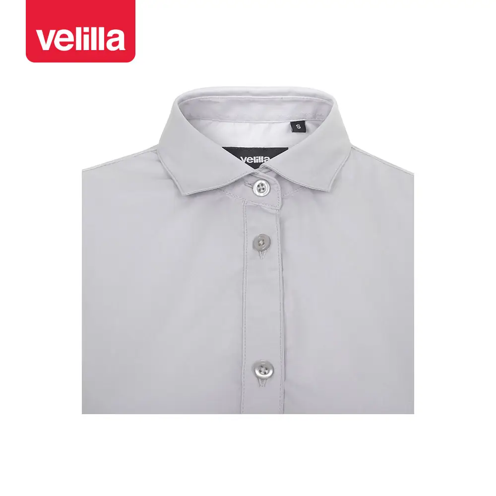 Camisa manga larga mujer Velilla 405011 22 Camisa manga larga mujer Velilla 405011 Gris hielo, detalle de cuello y cierre