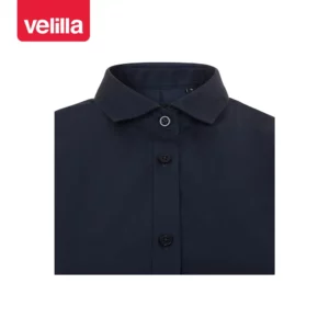 Camisa manga larga mujer Velilla 405011 Azul navy, detalle de cuello y cierre