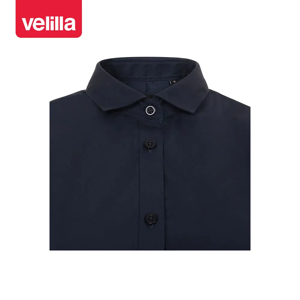 Camisa manga larga mujer Velilla 405011 23 Camisa manga larga mujer Velilla 405011 Azul navy, detalle de cuello y cierre