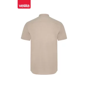 Camisa cuello tirilla hombre Velilla 405012S Beige claro, vista trasera