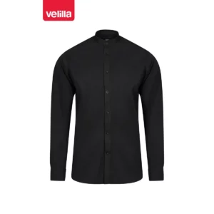 Camisa cuello tirilla hombre Velilla 405013S Negro, vista frontal