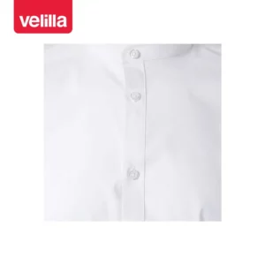 Camisa cuello tirilla hombre Velilla 405013S Blanco, detalle de tapeta y botones