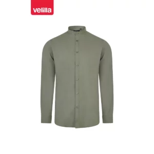 Camisa cuello tirilla hombre Velilla 405013S Verde oliva claro, vista frontal