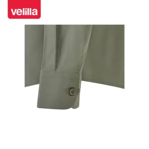 Camisa cuello tirilla hombre Velilla 405013S Verde oliva claro, detalle de puño