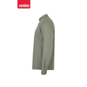 Camisa cuello tirilla hombre Velilla 405013S Verde oliva claro, vista lateral