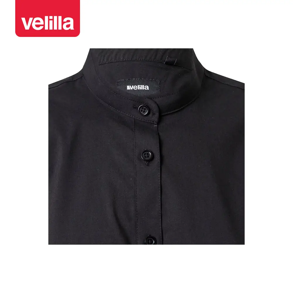 Camisa cuello tirilla mujer Velilla 405014S 25 Camisa cuello tirilla mujer Velilla 405014S Negro, detalle de cuello y cierre