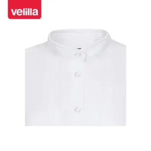 Camisa cuello tirilla mujer Velilla 405014S Blanco, detalle de cuello y cierre