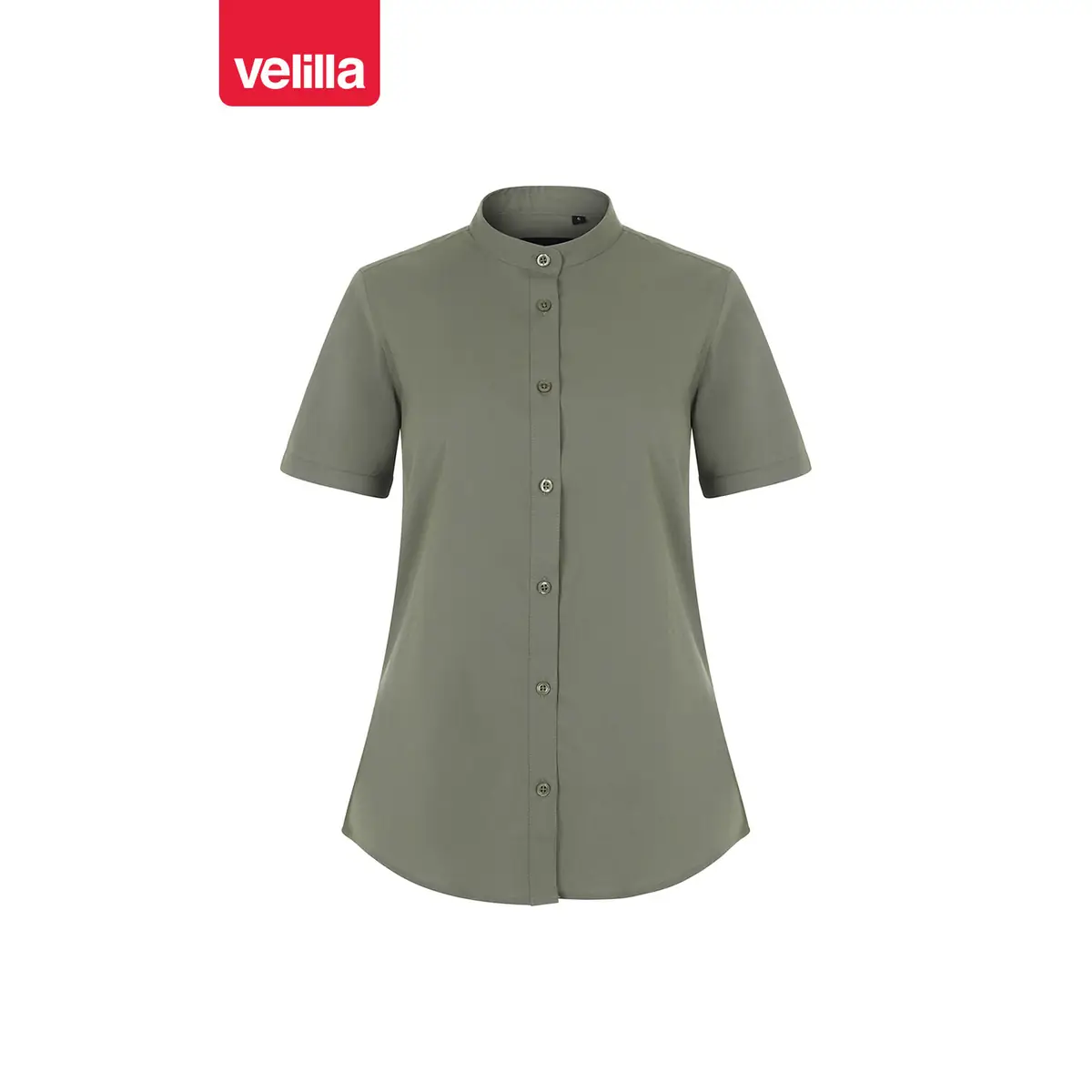 Camisa cuello tirilla mujer Velilla 405014S 17 Camisa cuello tirilla mujer Velilla 405014S Verde oliva claro, vista frontal