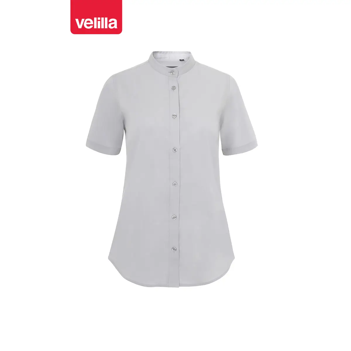Camisa cuello tirilla mujer Velilla 405014S 4 Camisa cuello tirilla mujer Velilla 405014S Gris hielo, vista frontal