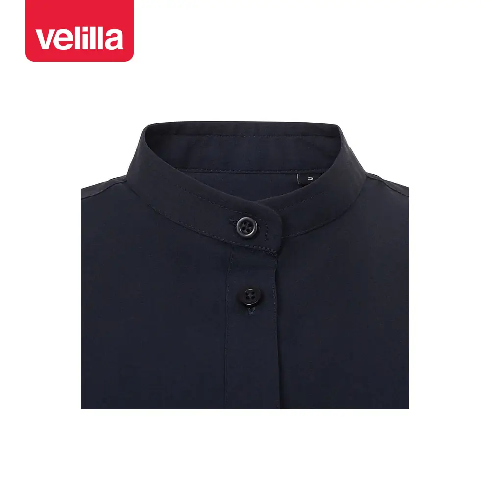Camisa cuello tirilla mujer Velilla 405014S 26 Camisa cuello tirilla mujer Velilla 405014S Azul navy, detalle de cuello y cierre