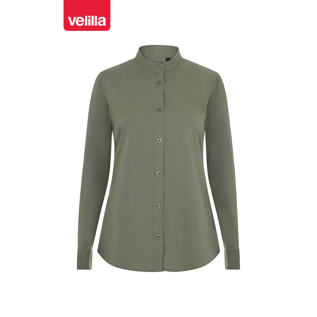 Camisa cuello tirilla mujer Velilla 405015S 17 Camisa cuello tirilla mujer Velilla 405015S Verde oliva claro, vista frontal