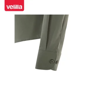 Camisa cuello tirilla mujer Velilla 405015S Verde oliva claro, detalle de puño