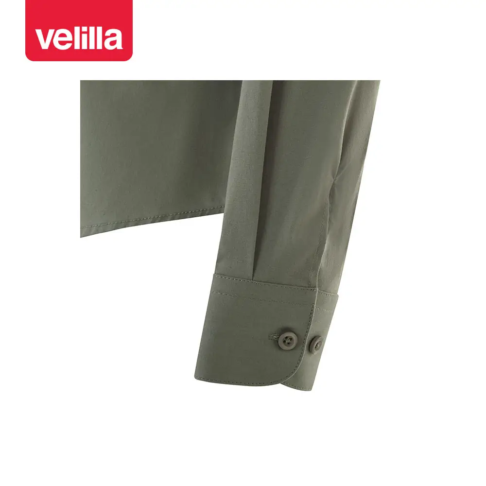 Camisa cuello tirilla mujer Velilla 405015S 27 Camisa cuello tirilla mujer Velilla 405015S Verde oliva claro, detalle de puño