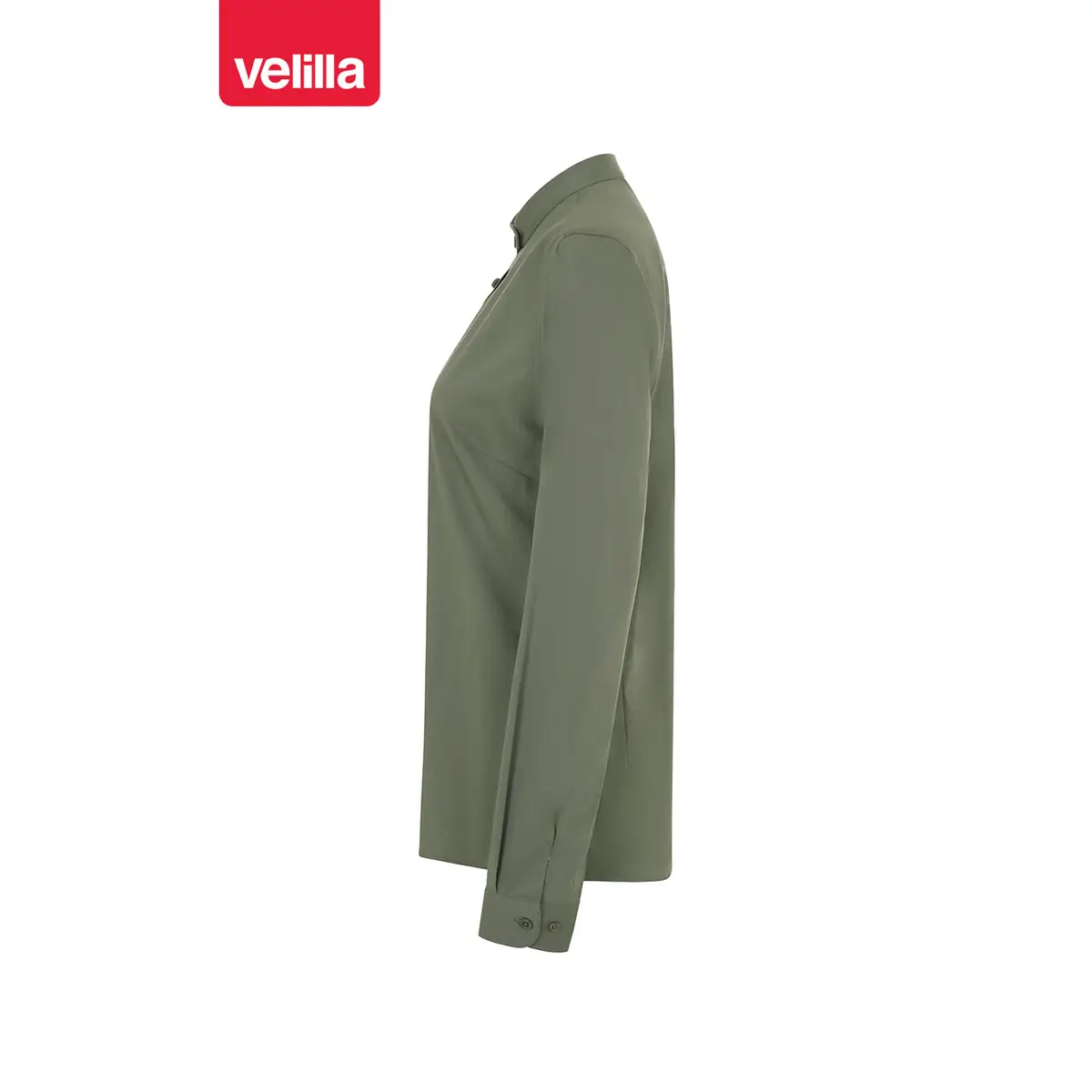 Camisa cuello tirilla mujer Velilla 405015S 18 Camisa cuello tirilla mujer Velilla 405015S Verde oliva claro, vista lateral