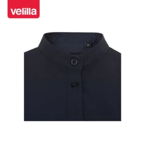 Camisa cuello tirilla mujer Velilla 405015S Azul navy, detalle de cuello y cierre