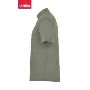 Camisa stretch manga corta hombre Velilla 405016S Verde oliva claro, vista lateral