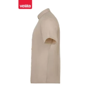 Camisa stretch manga corta hombre Velilla 405016S Beige claro, vista lateral