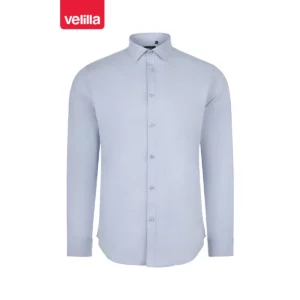 Camisa stretch manga larga hombre Velilla 405017S Celeste, vista frontal