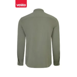 Camisa stretch manga larga hombre Velilla 405017S Verde oliva claro, vista trasera