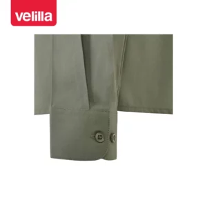 Camisa stretch manga larga hombre Velilla 405017S Verde oliva claro, detalle de puño