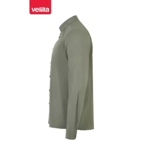 Camisa stretch manga larga hombre Velilla 405017S Verde oliva claro, vista lateral