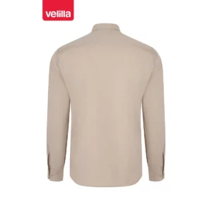 Camisa stretch manga larga hombre Velilla 405017S Beige claro, vista trasera