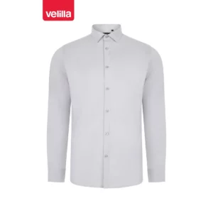 Camisa stretch manga larga hombre Velilla 405017S Gris hielo, vista frontal