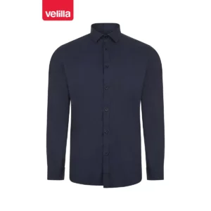 Camisa stretch manga larga hombre Velilla 405017S Azul navy, vista frontal