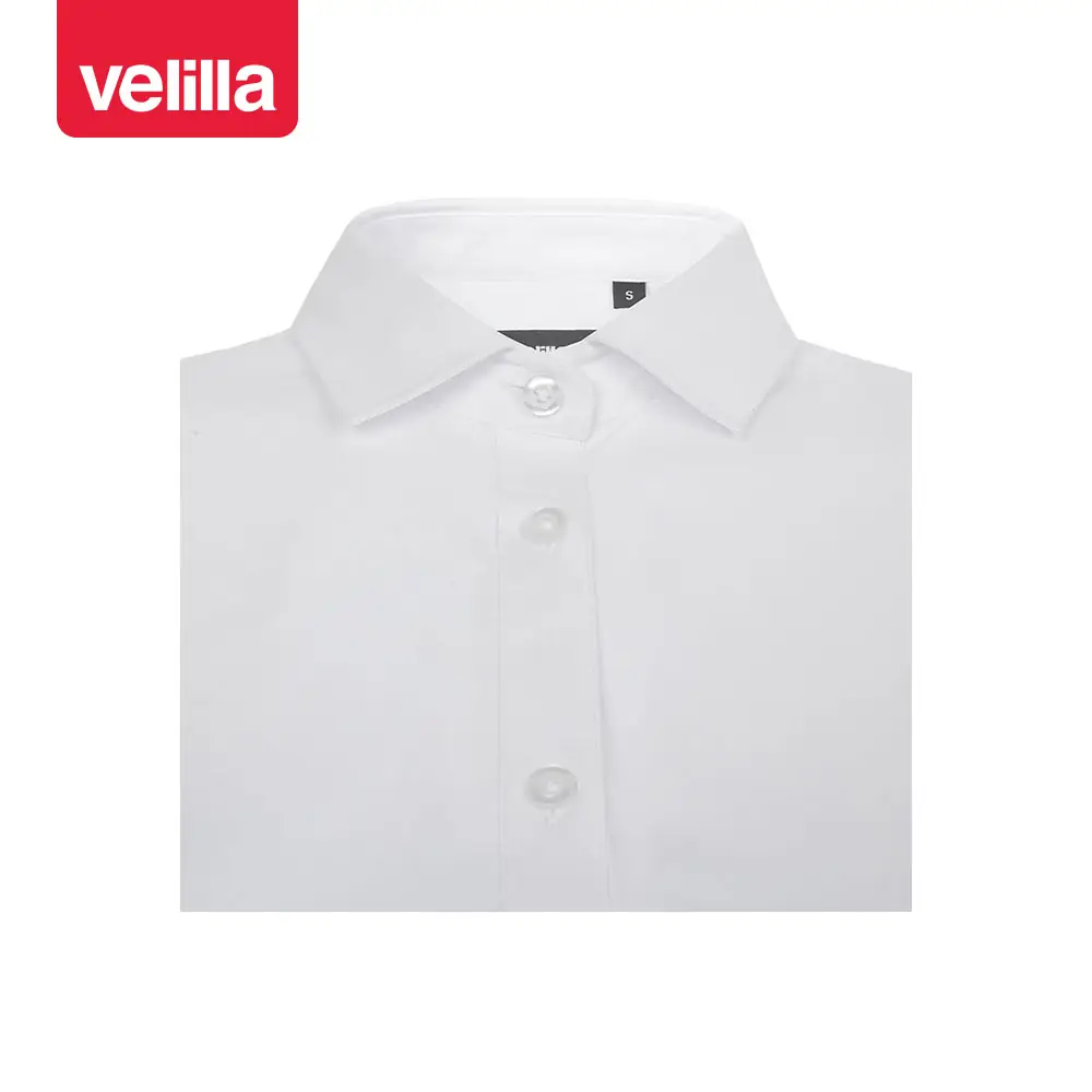 Camisa stretch manga corta mujer Velilla 405018S 22 Camisa stretch manga corta mujer Velilla 405018S Blanco, detalle de cuello y cierre