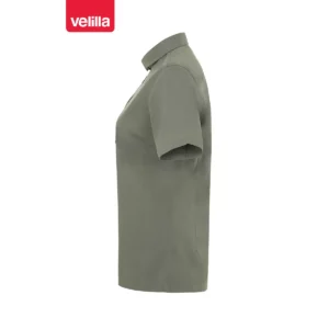 Camisa stretch manga corta mujer Velilla 405018S Verde oliva claro, vista lateral