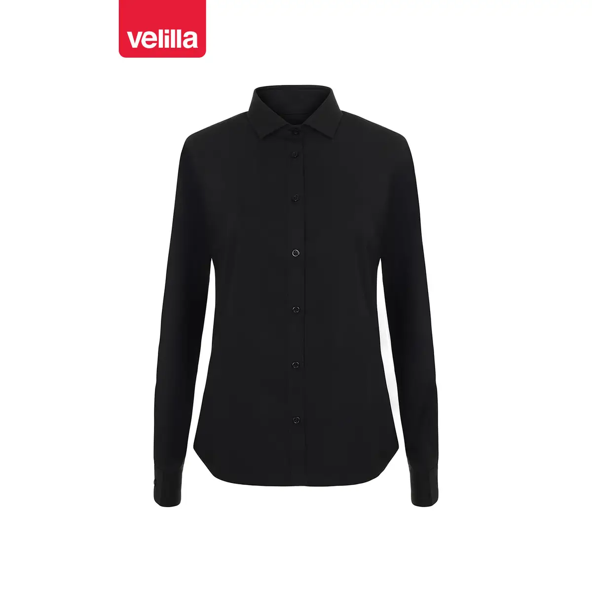 Camisa stretch manga larga mujer Velilla 405019S 17 Camisa stretch manga larga mujer Velilla 405019S Negro, vista frontal