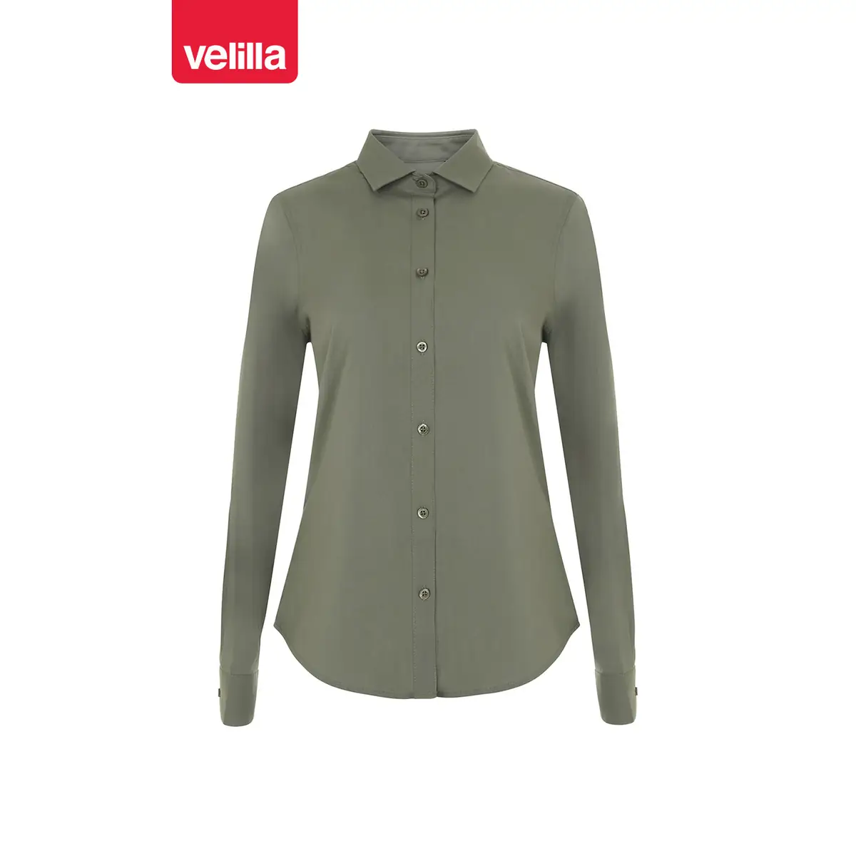Camisa stretch manga larga mujer Velilla 405019S 26 Camisa stretch manga larga mujer Velilla 405019S Verde oliva claro, vista frontal