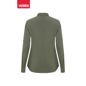 Camisa stretch manga larga mujer Velilla 405019S Verde oliva claro, vista trasera